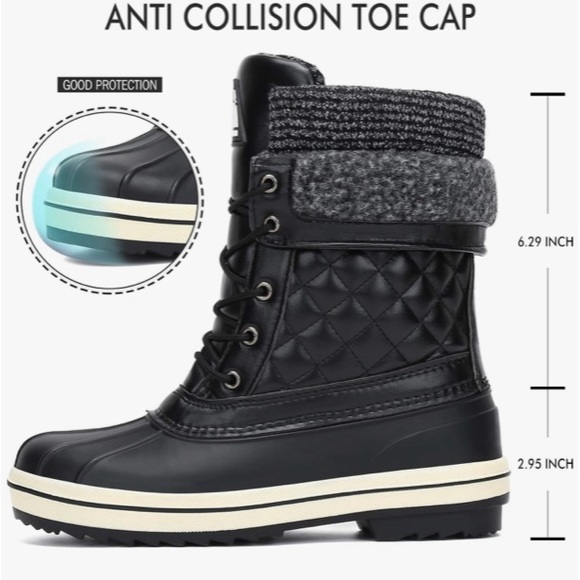 WINTER SALE*Mishansha Women’s Black Snow Boots Mid Calf Waterproof Winter Boot - Picture 3 of 3